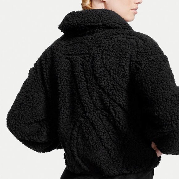 Victoria’s Secret ✦ Plush Fleece Zip Jacket ✦ Black w/ Embroidered VS Logo Back - Picture 2 of 5